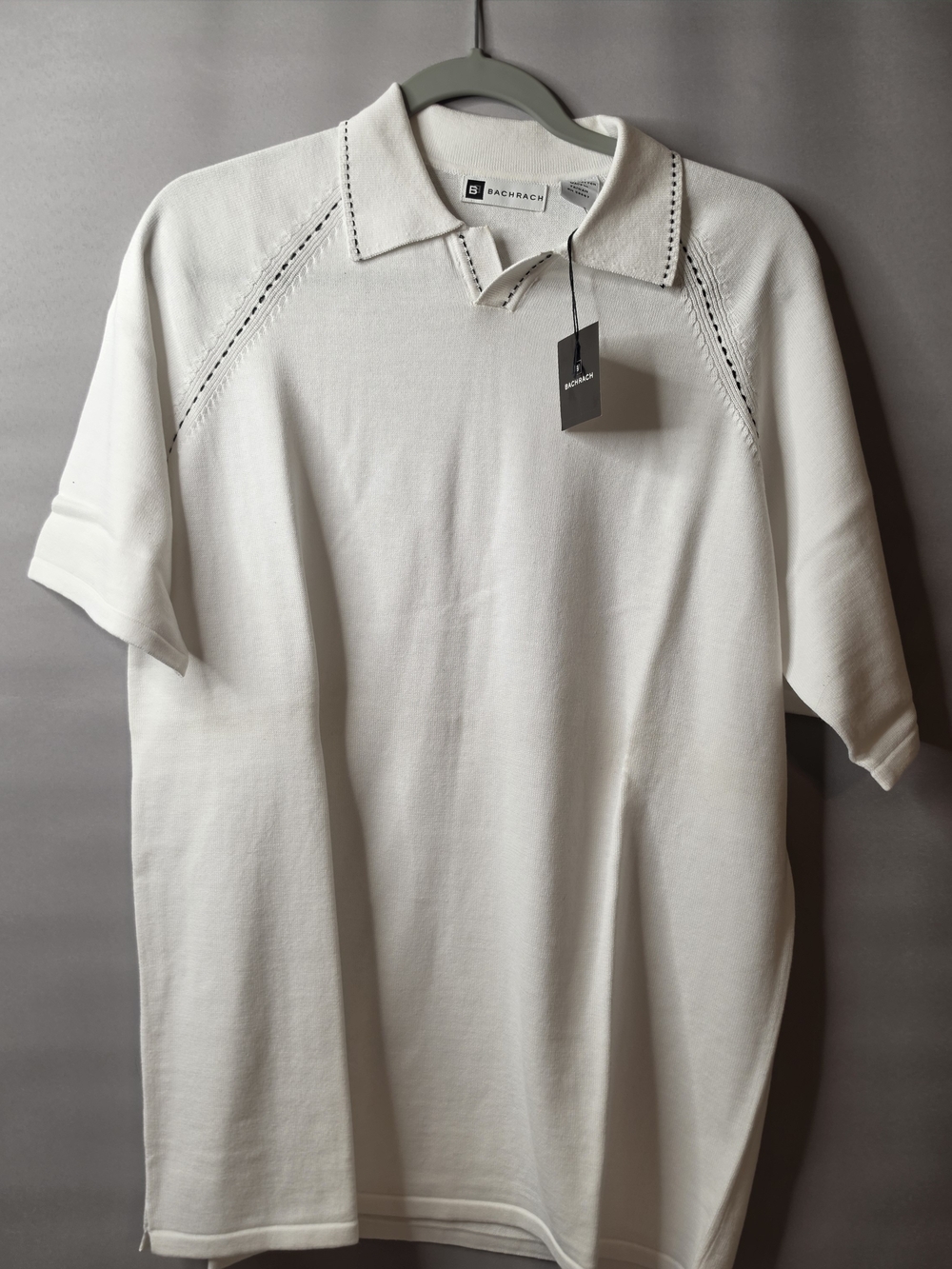 Bachrach White Knit Polo Shirt